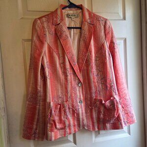 BLUE ICE jacket Size 8 pink orange SILK Unworn Condn Embroidery Pockets